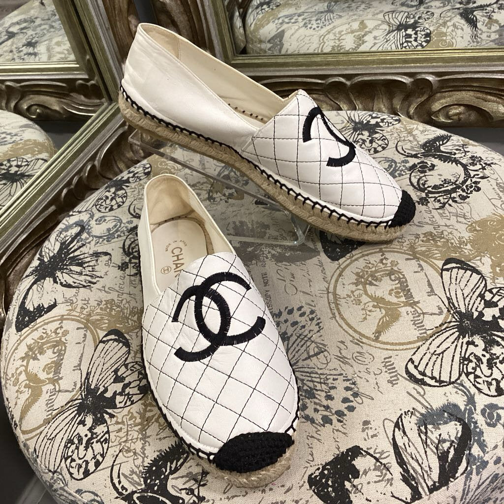 Chanel 2-Tone Quilted Espradrill SHOES 11