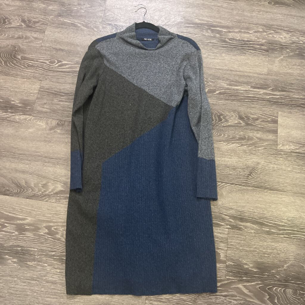 Nic & Zoe Colorblock Knit Midi LS DRESSES L