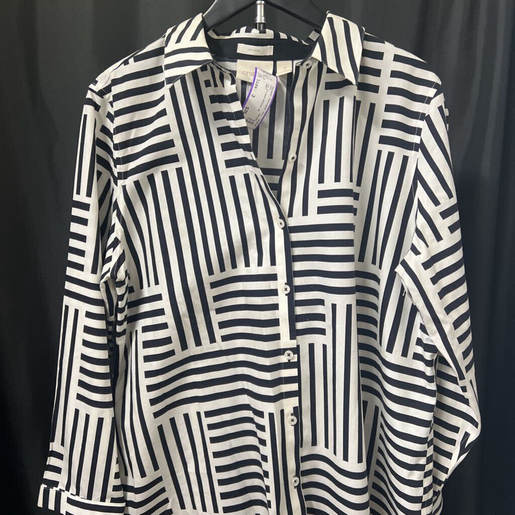 Chicos Geo Striped Button Up TOPS 3