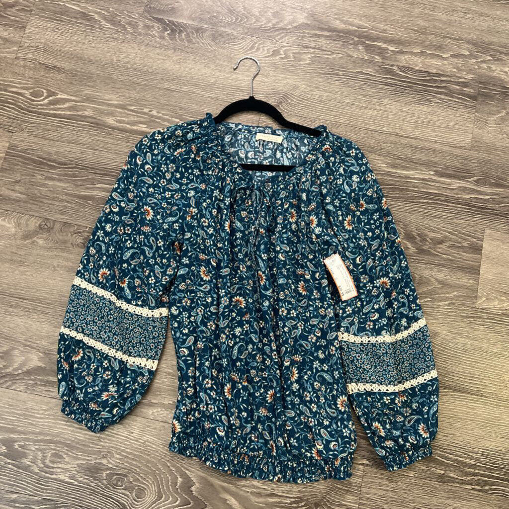 Lovestitch Floral Print Tie Neck TOPS S