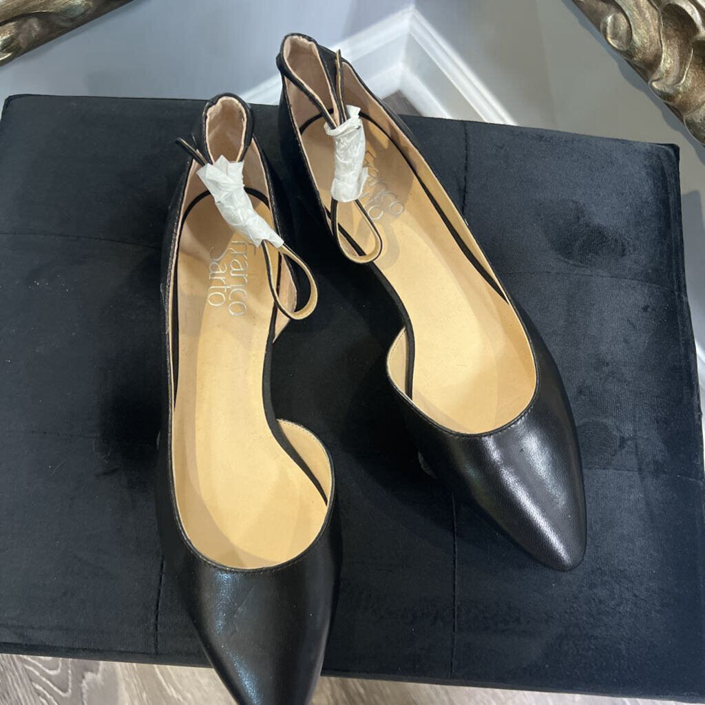 Franco Sarto Leather Ankle Strap Flats SHOES 8