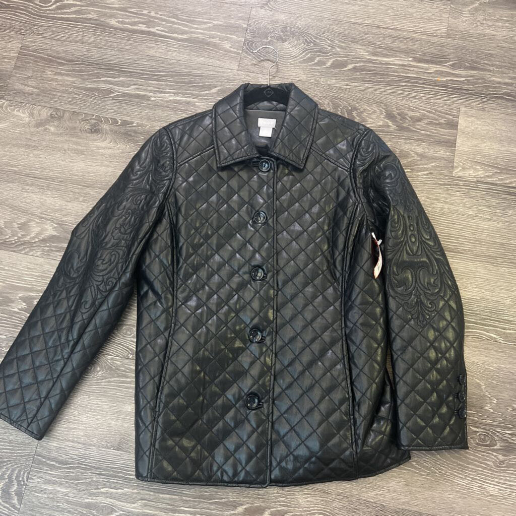 Chicos Quilted Leather Midi JACKETS 1
