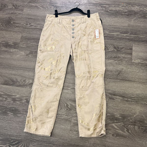 Anthropologie Patterned w Metallic PANTS 32