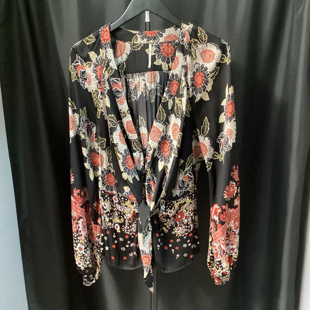 Free People Floral Print Vneck TOPS XL