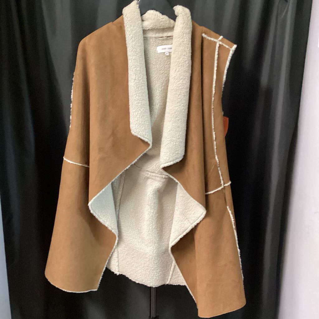 John & Jenn Suede Open Front Oversized VESTS S