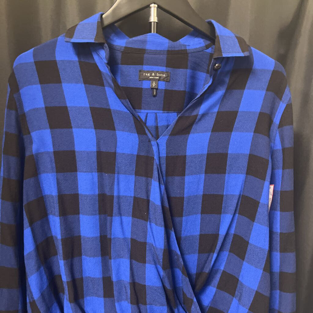 Rag & Bone Plaid Crossover LS TOPS S