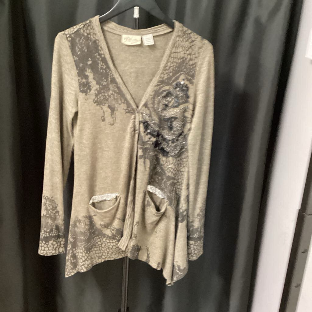 Miss me Embellished Sequin Detail Button Up Cardi SWEATERS M