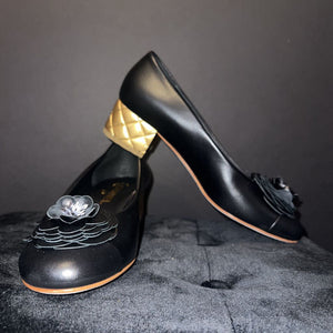 Chanel Leather Mini Block Heels SHOES 39.5