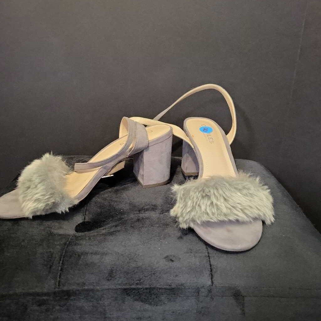 Charles & David Fur Open Toe Heels SHOES 8
