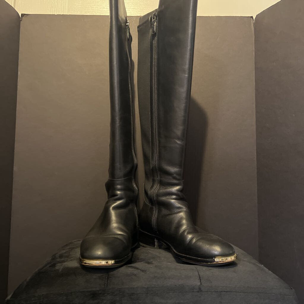 Cole Haan Tall Flat Leather w Stretch Back BOOTS 8