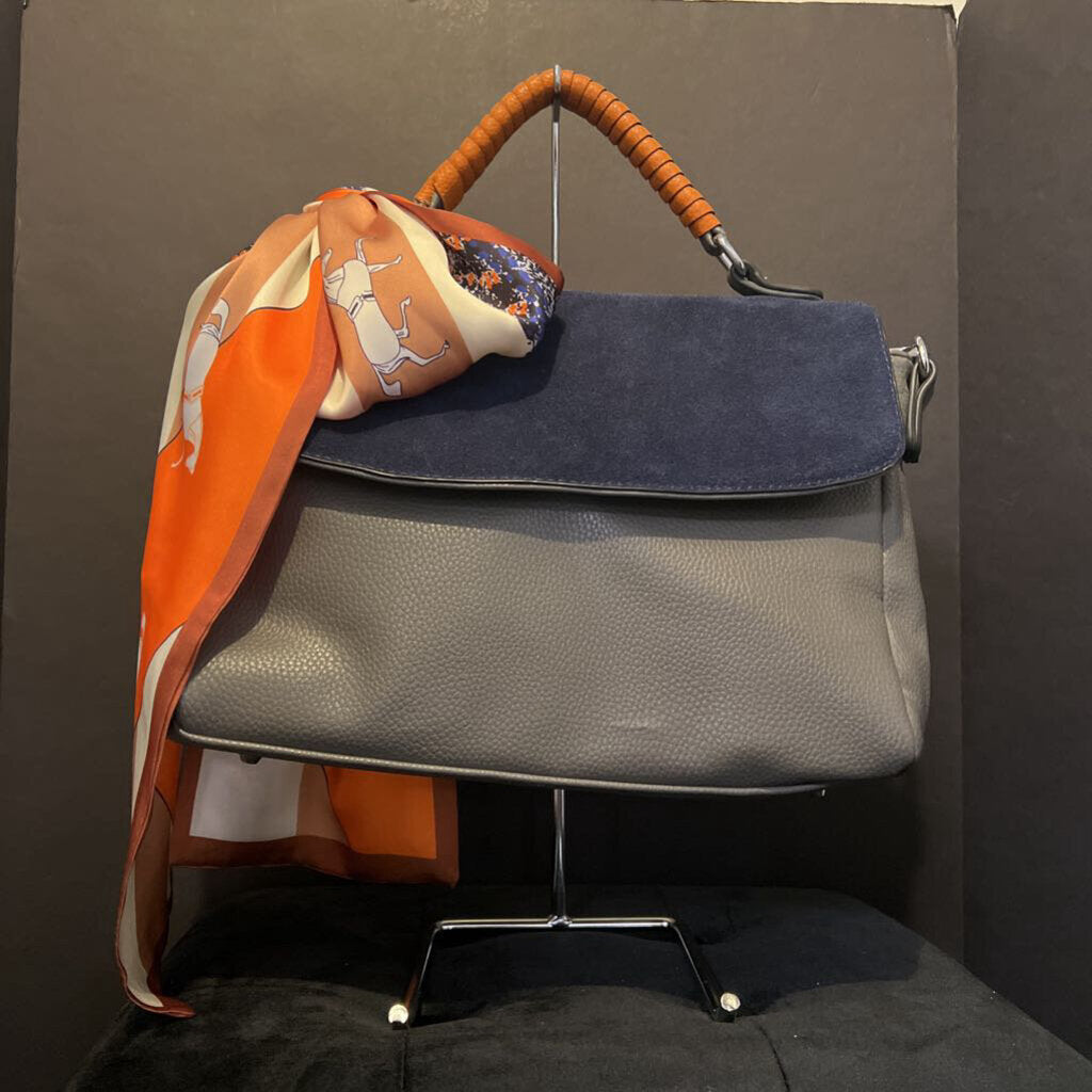 Madison West Leather Colorblock w Scarf Access HANDBAGS M