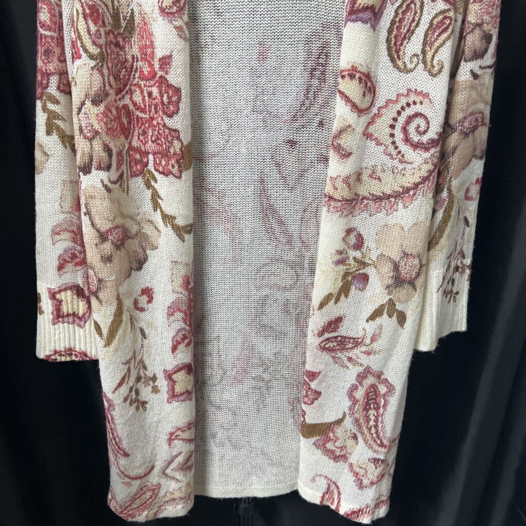 Chicos Floral Print Longline Cardi SWEATERS 0