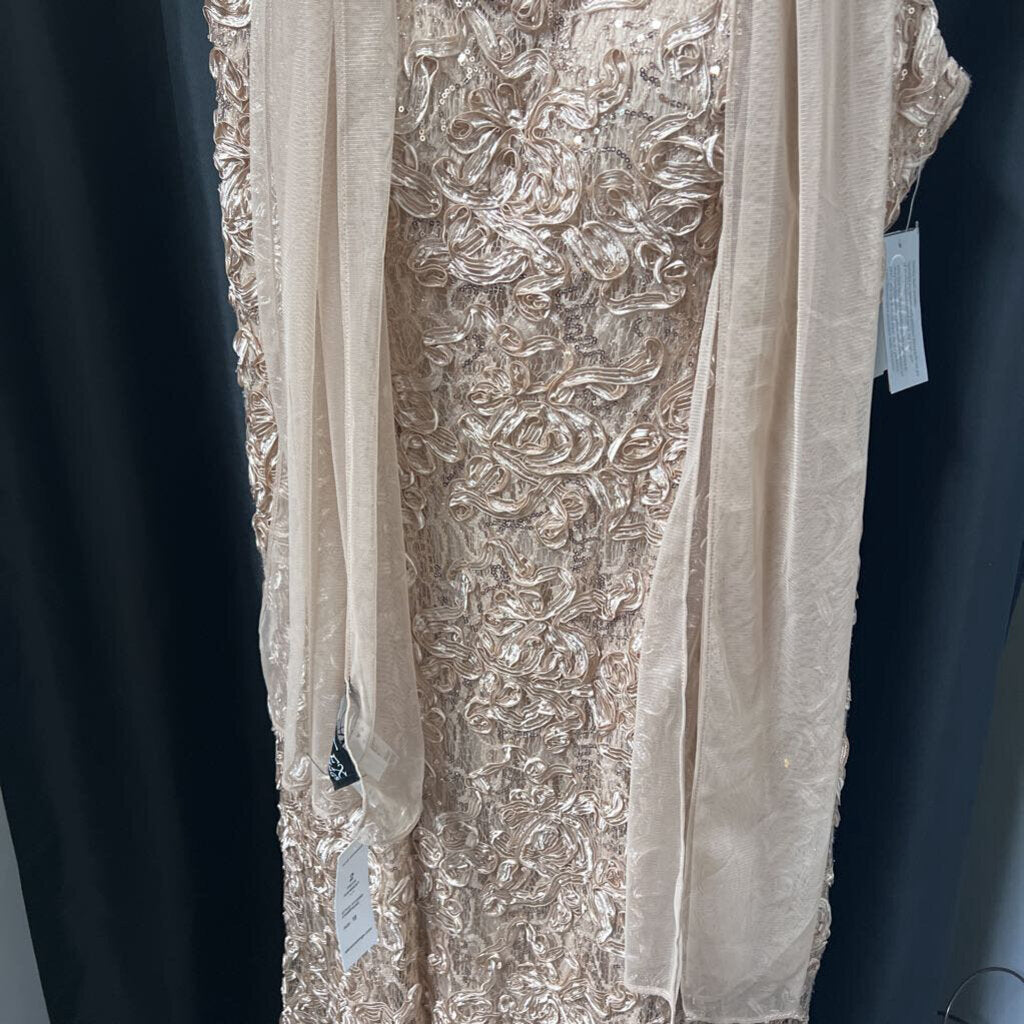 Alex Evenings NWT Lace Overlay w Scarf Shawl EVENING 18