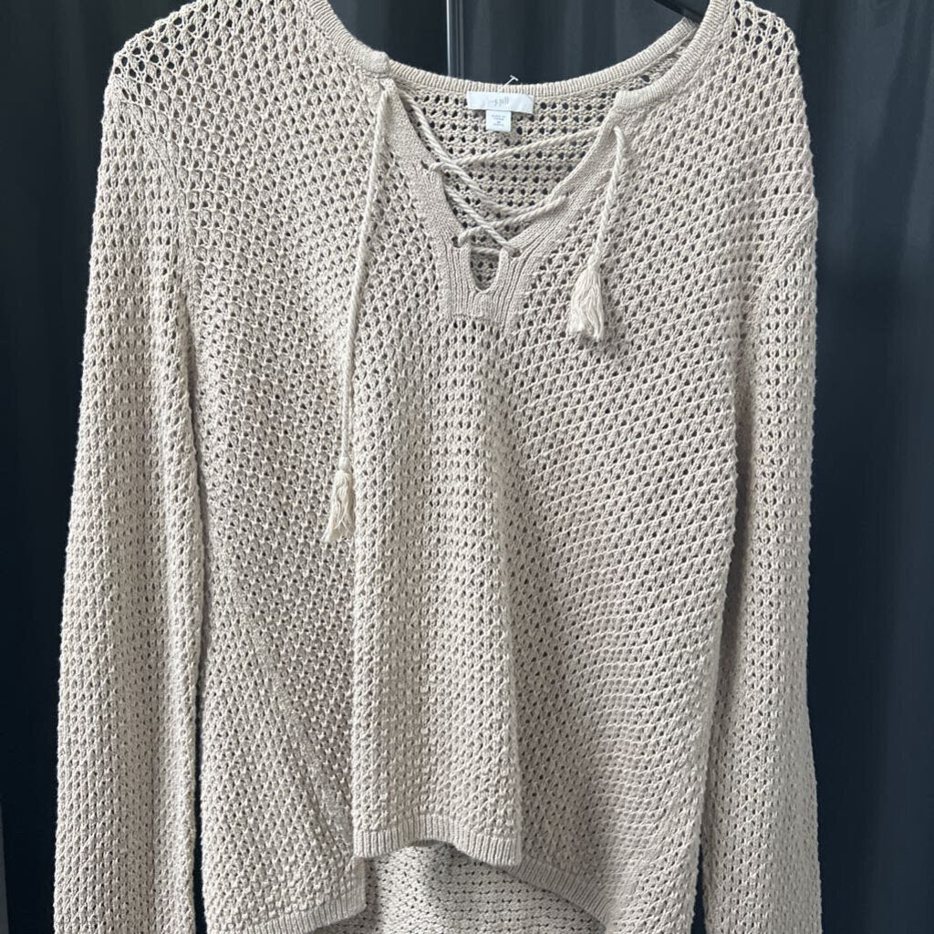 J Jill Open Knit Lace Up SWEATERS M