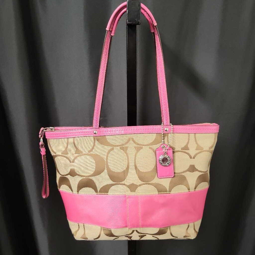 Coach Canvas Monogram w Stripe HANDBAGS M