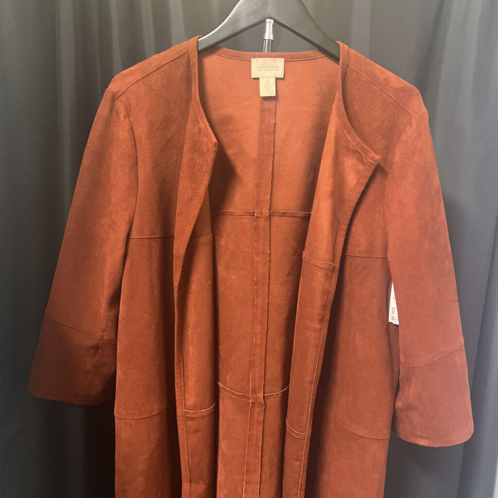 Chicos Suede 3/4 Sleeve Open Front JACKETS 3