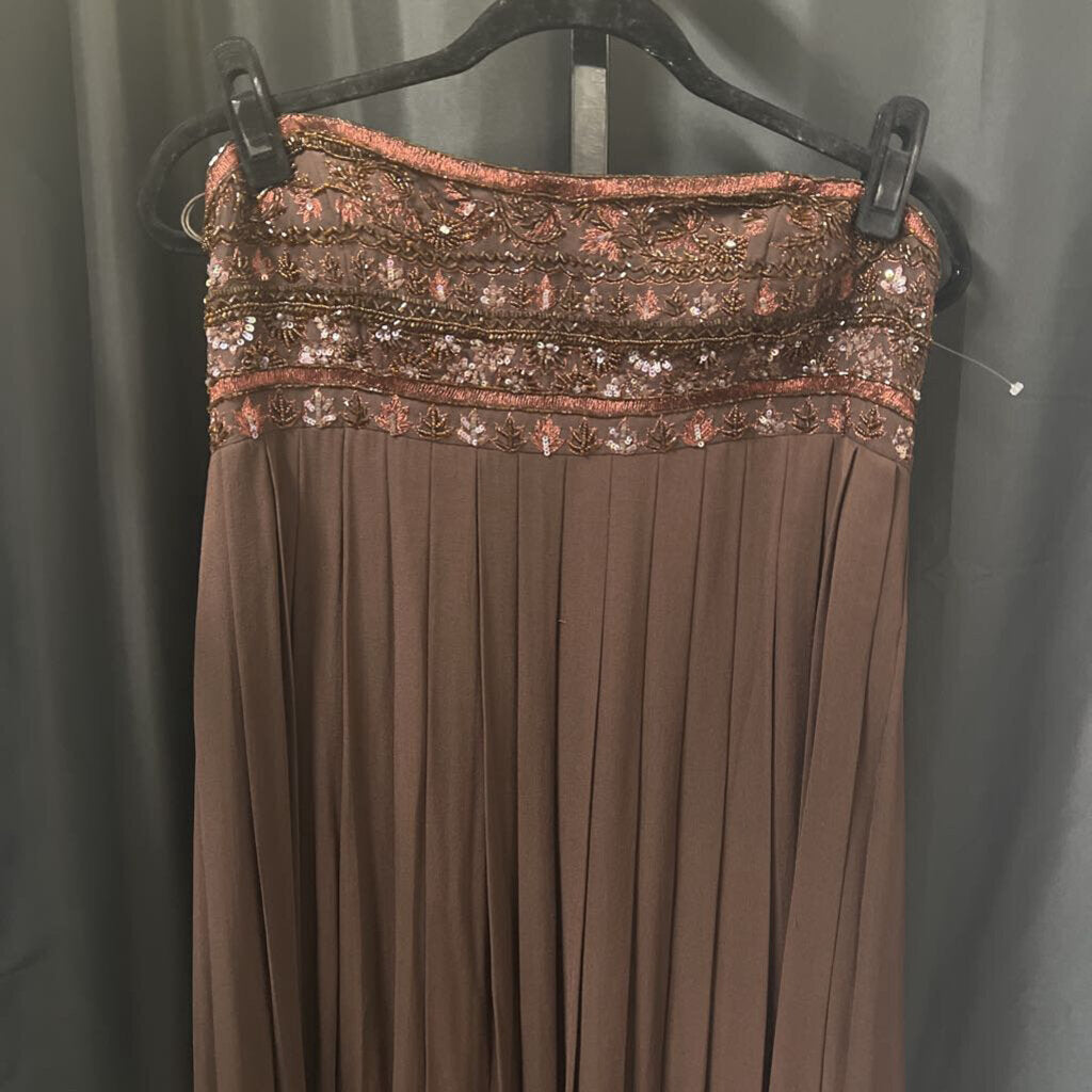 Aidan Mattox Beaded Bodice Pleated Maxi EVENING 12