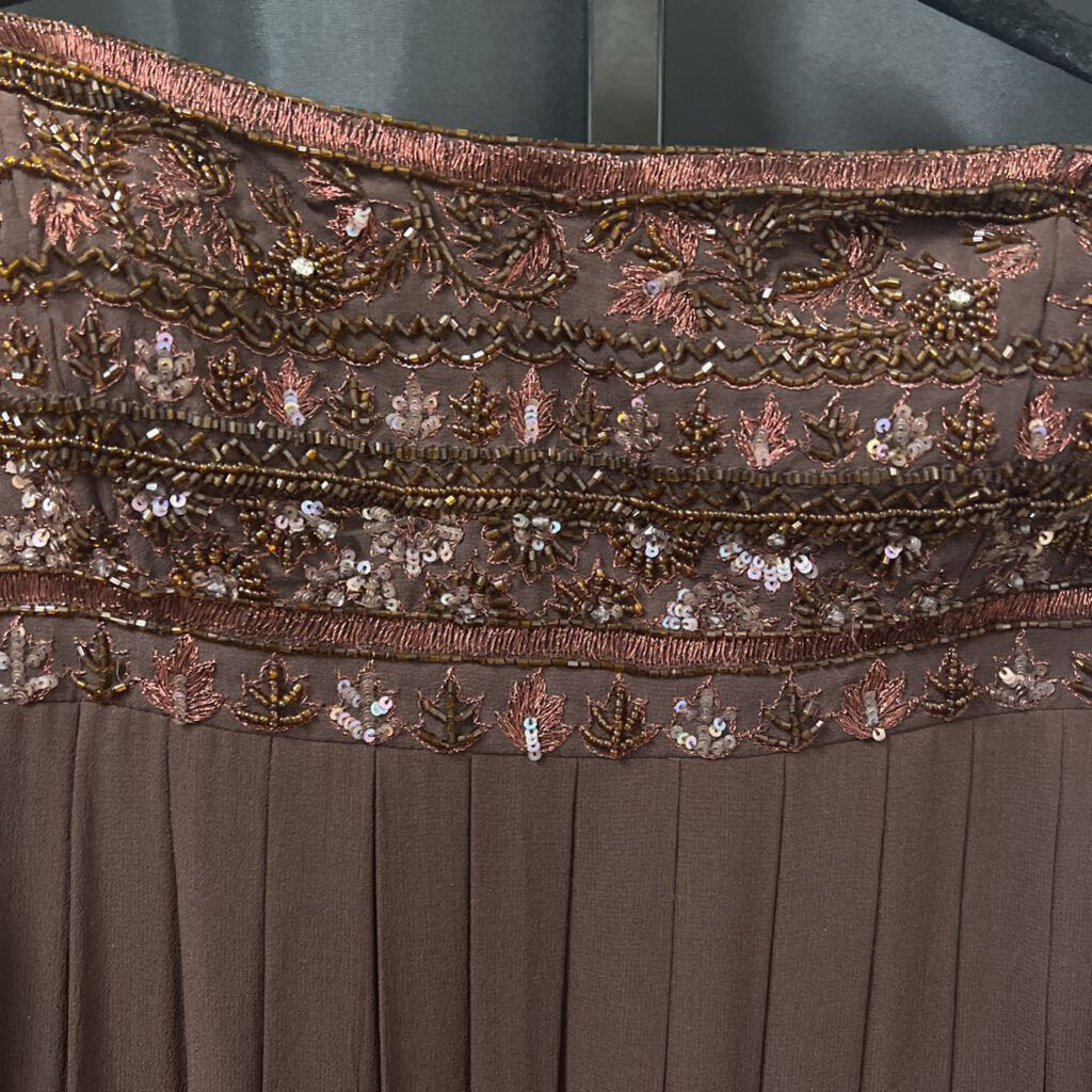 Aidan Mattox Beaded Bodice Pleated Maxi EVENING 12