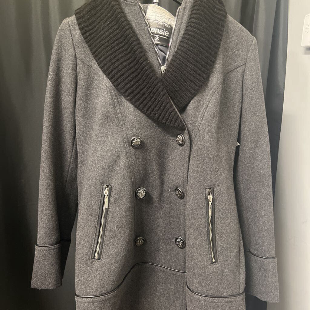 Kensie Wool Military Button Overcoat w Hood JACKETS S