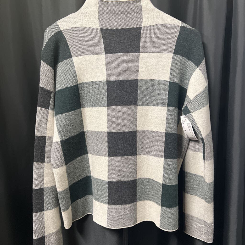 Tahari Plaid Mock Neck LS SWEATERS M