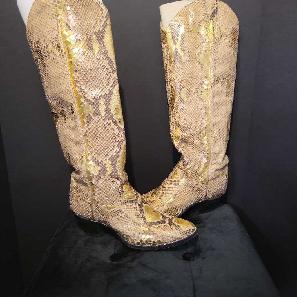 Biltrite Snakeskin Metallic Tall Cowgirl BOOTS 7