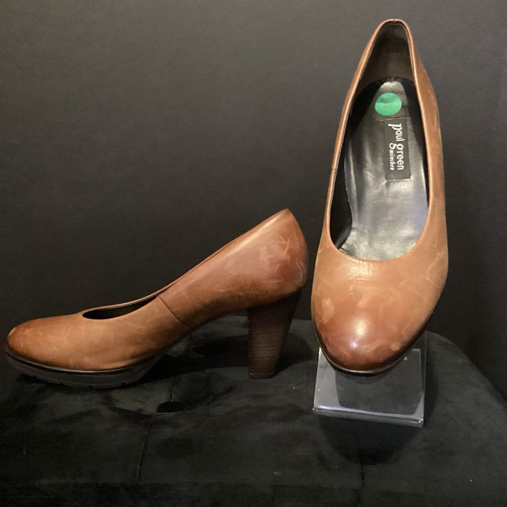 Paul Green Leather Round Toe Heels SHOES 7