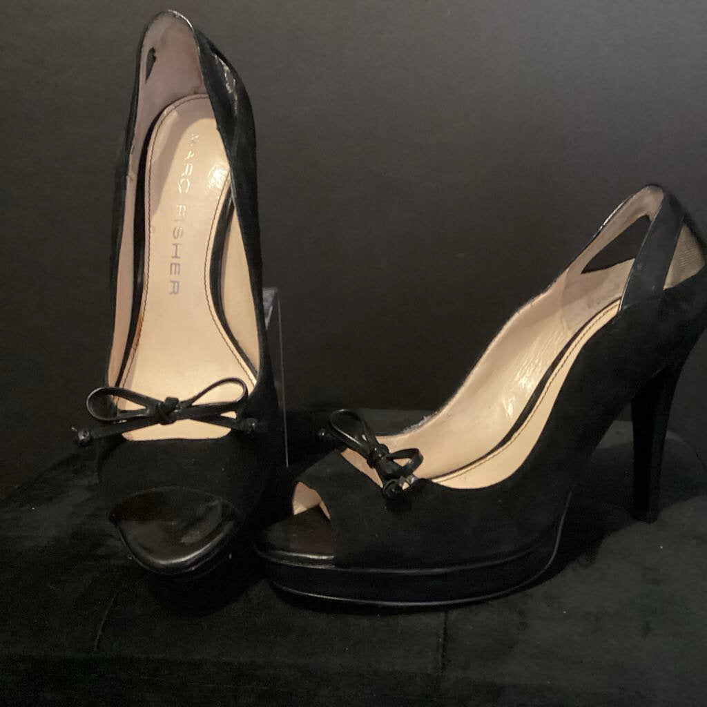 Marc Fisher Suede Bow Peep Toe Heels SHOES 7