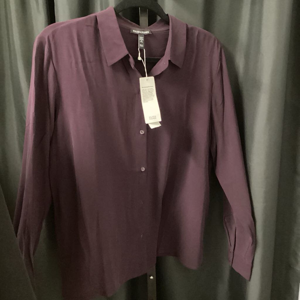 Eileen Fisher NWT Silk Collared Button Up TOPS S