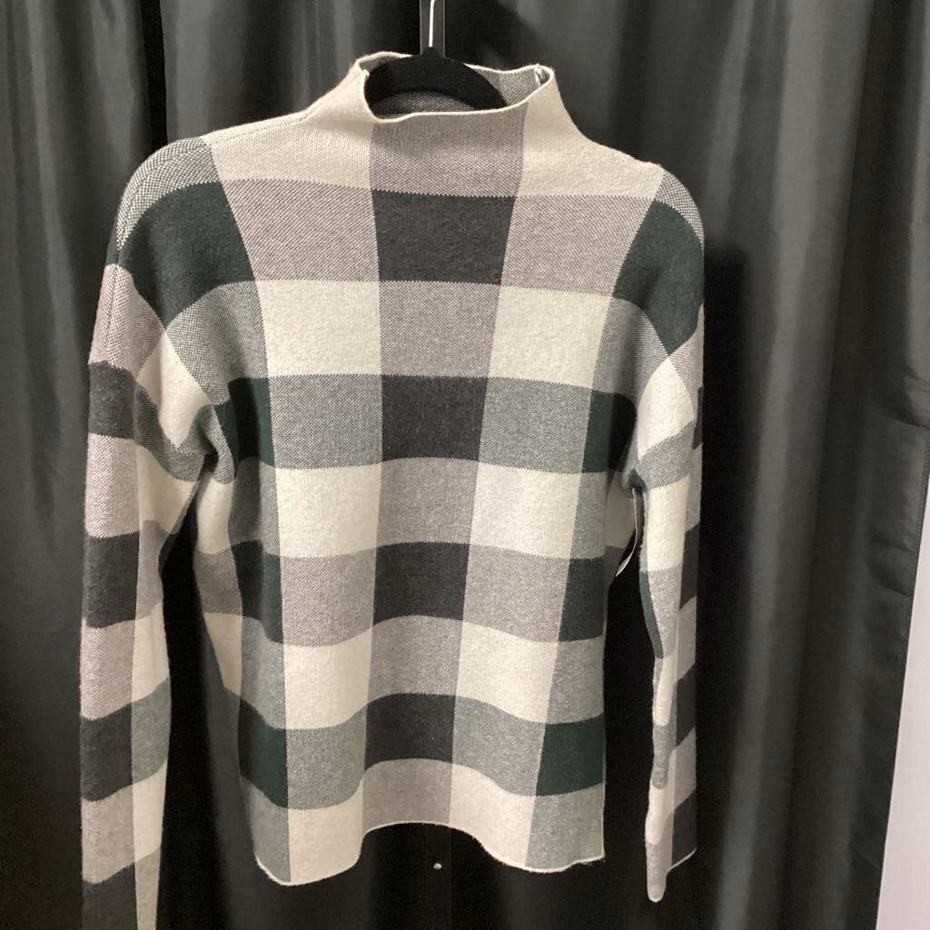 Tahari Plaid Mock Neck LS SWEATERS M