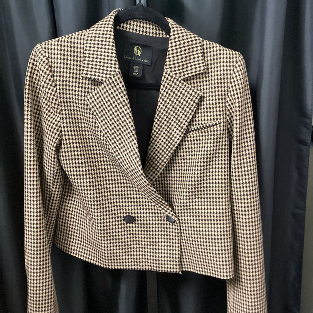 House Of Harlow Cropped Houndstooth Blazer JACKETS XS