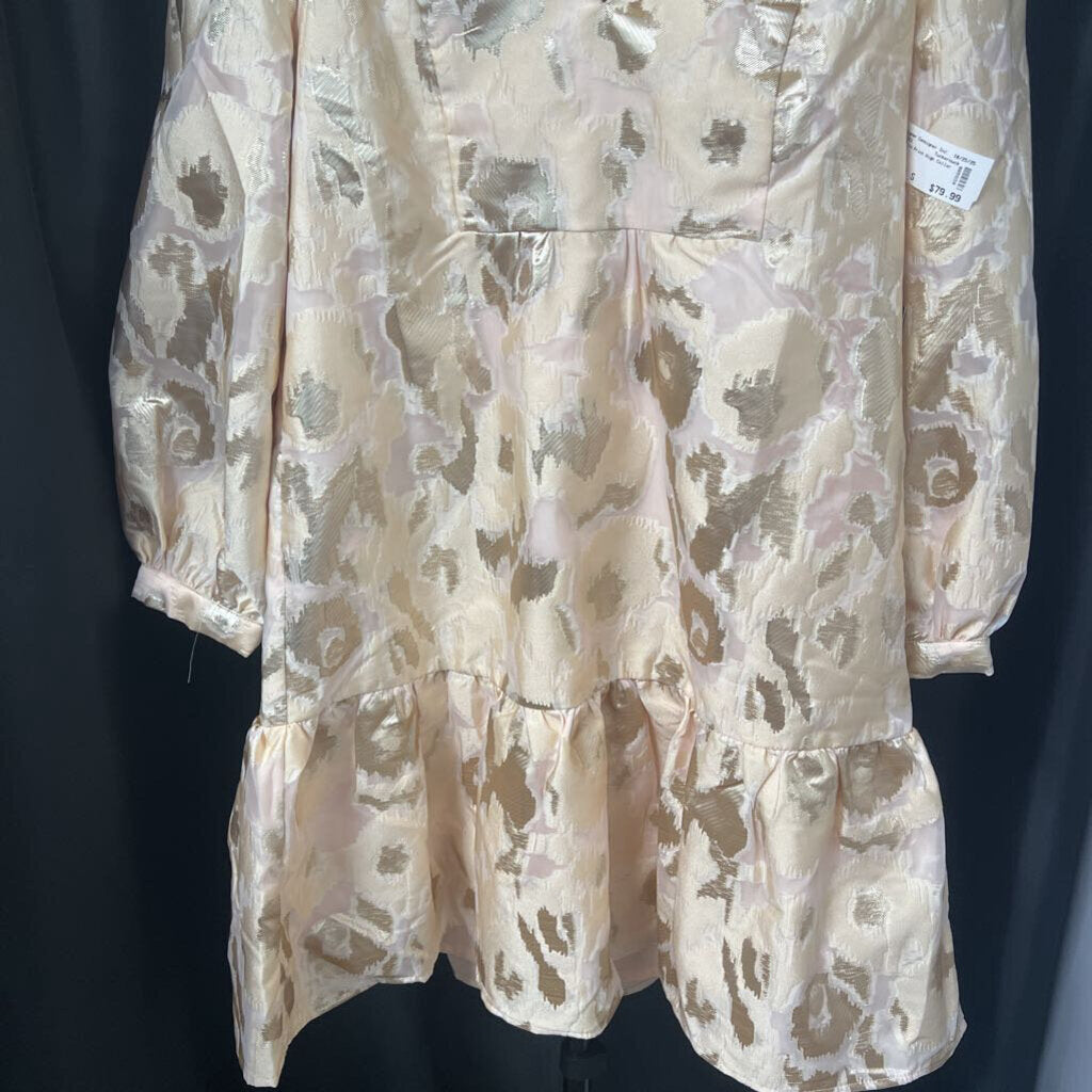 Tuckernuck Metallic Print High Collar Ruffle Bottom DRESSES S