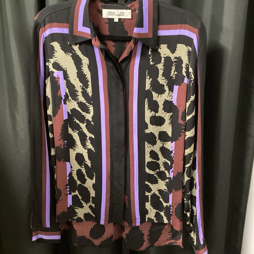 DVF Patterned Button Up LS TOPS M