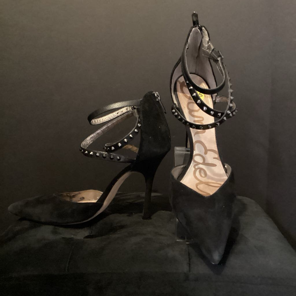 Sam Edelman Suede Pointed Toe Grommet Wrap Heels SHOES 8.5