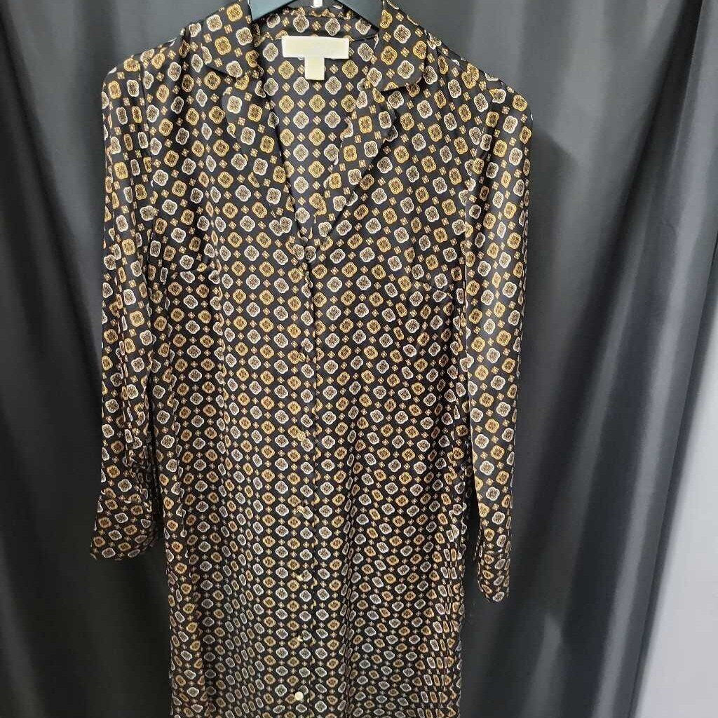 Michael Kors Patterned Button Up Shirt Dress DRESSES S