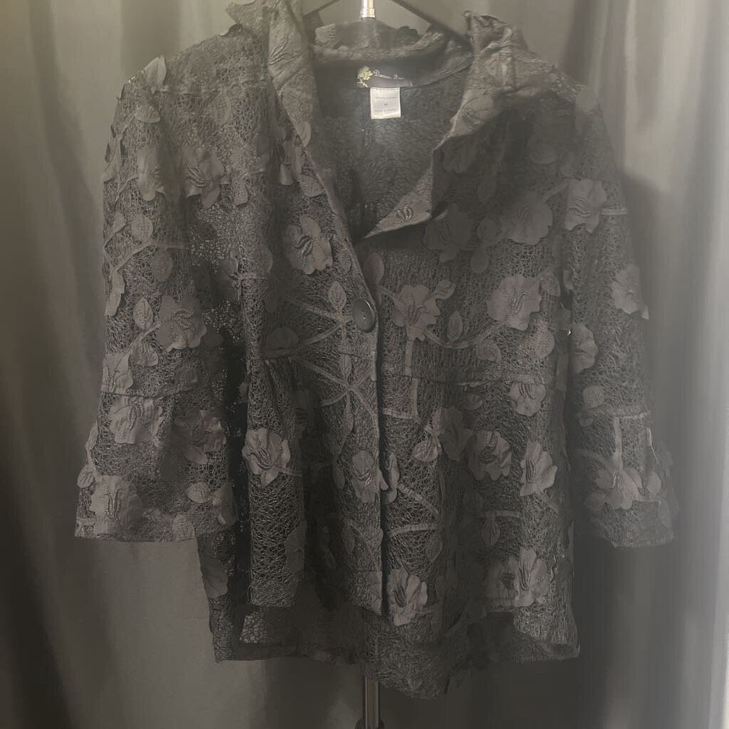 Damee Inc. Lace Floral Overlay Button Front JACKETS M