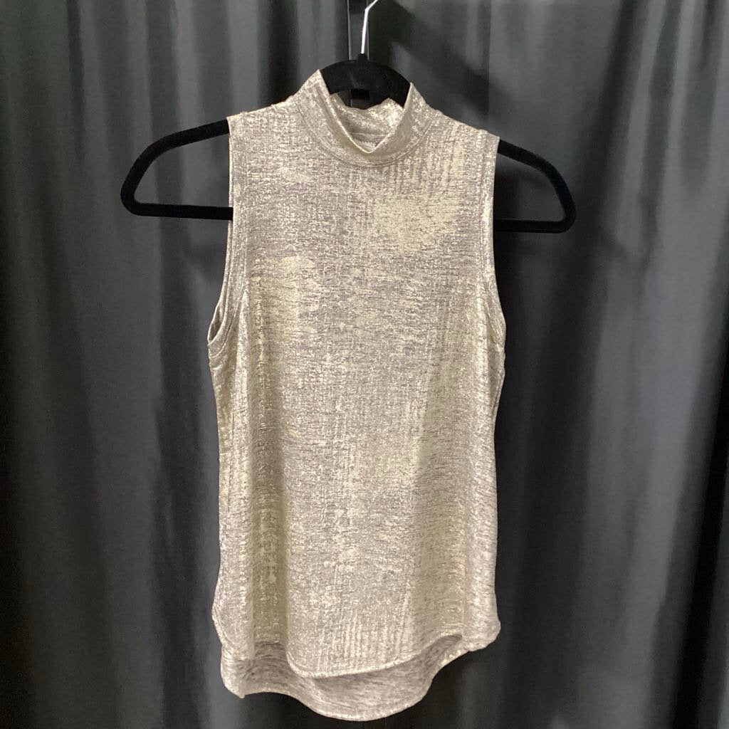 Anthropologie Metallic Mock Neck Sleeveless TOPS XS