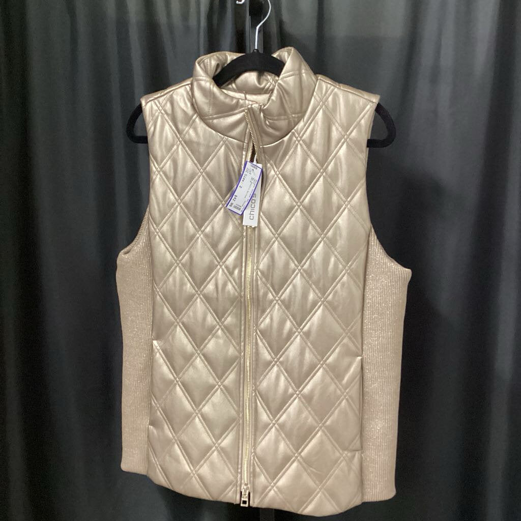 Chicos NWT Metallic Quilted VESTS 2