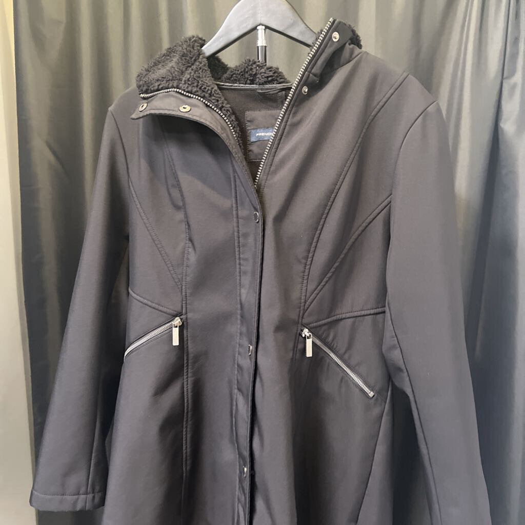 French Connection Nylon Raincoat w/Hood OUTERWEAR Large