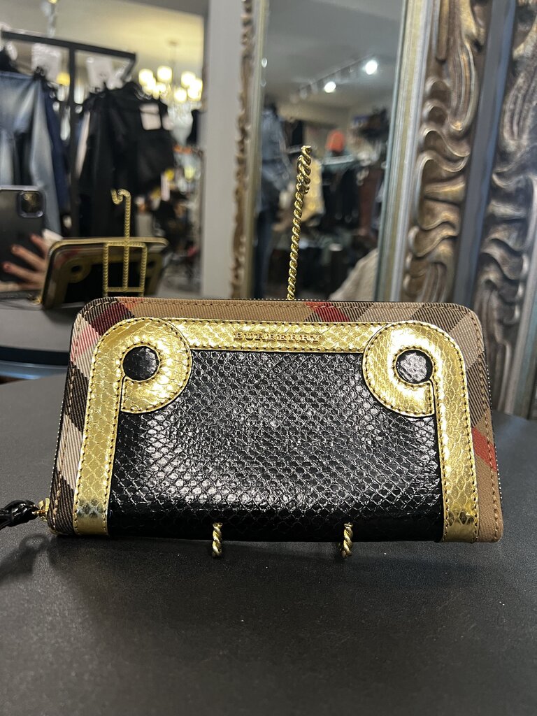 Burberry Leather Canvas Zip Around WALLETS S