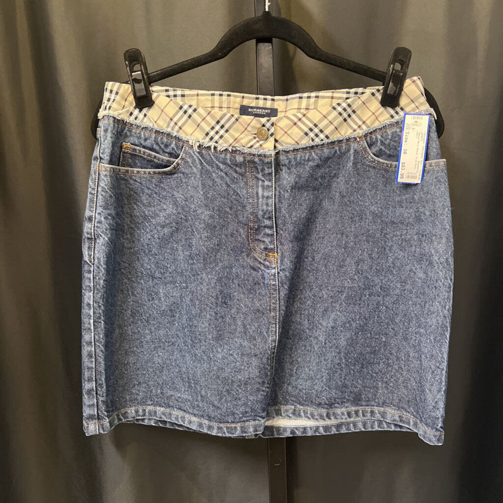Burberry Denim Nova Check Trim Mini SKIRTS 10