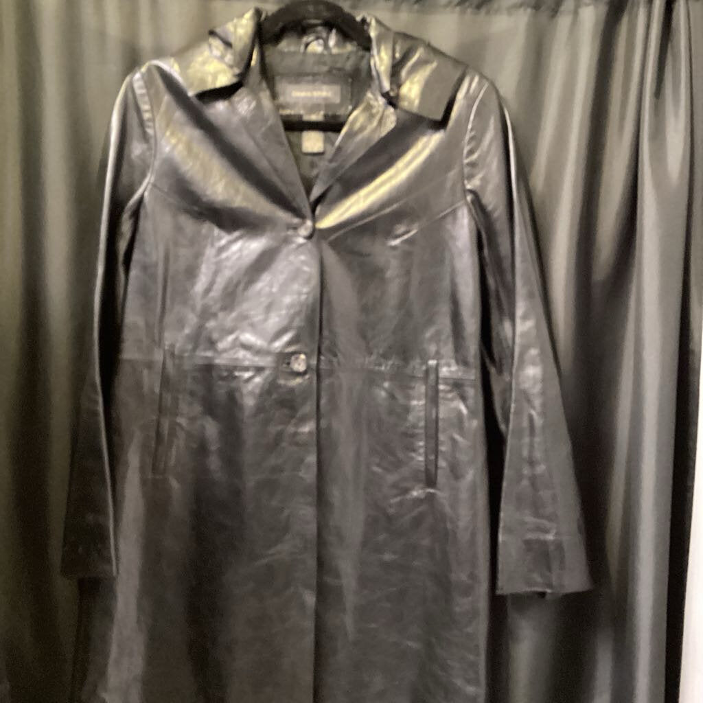 Banana Republic Leather Trench w/Hood OUTERWEAR XS