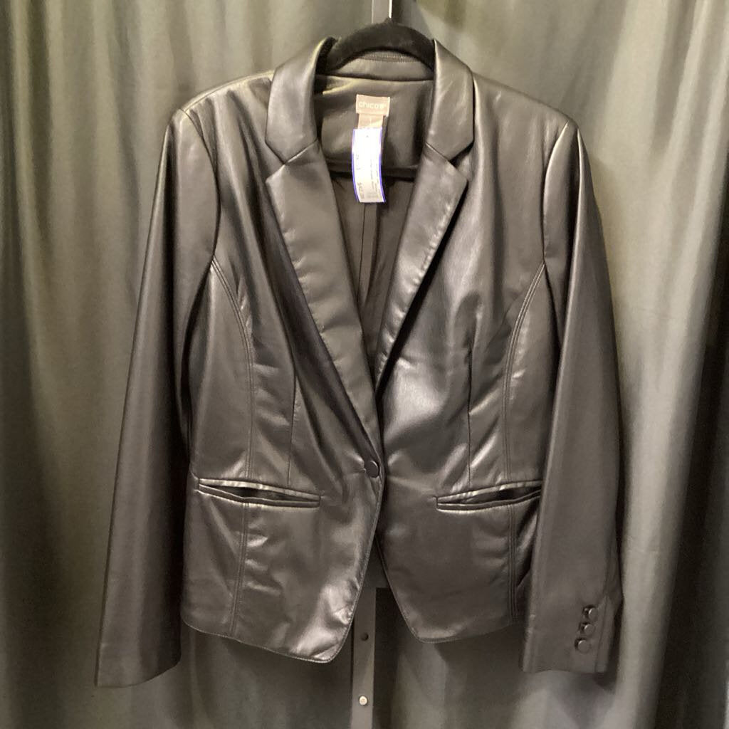 Chicos Vegan Leather Blazer JACKETS 1