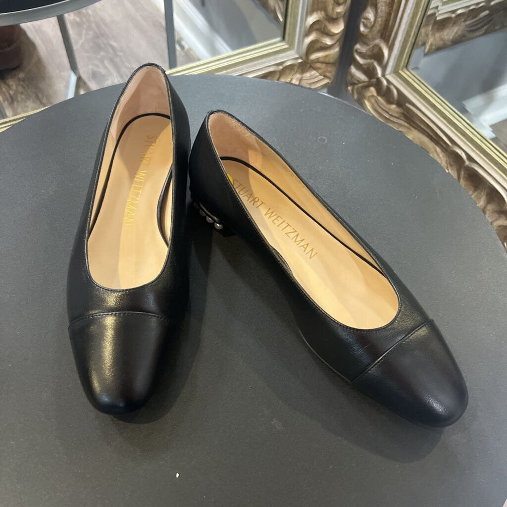 Stuart Weitzman Leather Flats Pearl Back Detail SHOES 9.5