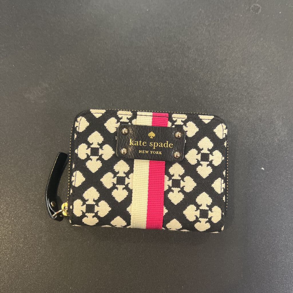 Spade Pattern w Stripe Zip Around WALLETS XS