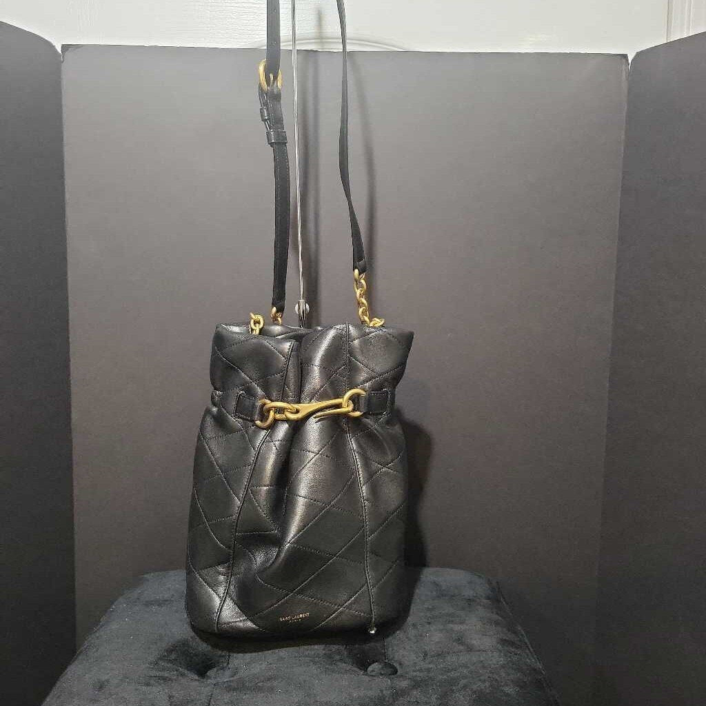 YSL Quilted Leather Drawstring Bag HANDBAGS M
