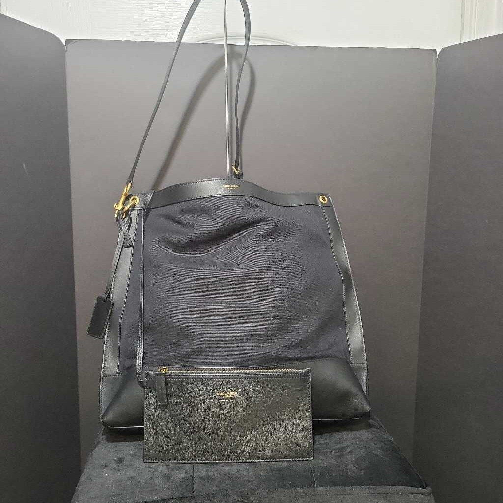 YSL Canvas Leather Trim Tote HANDBAGS XL