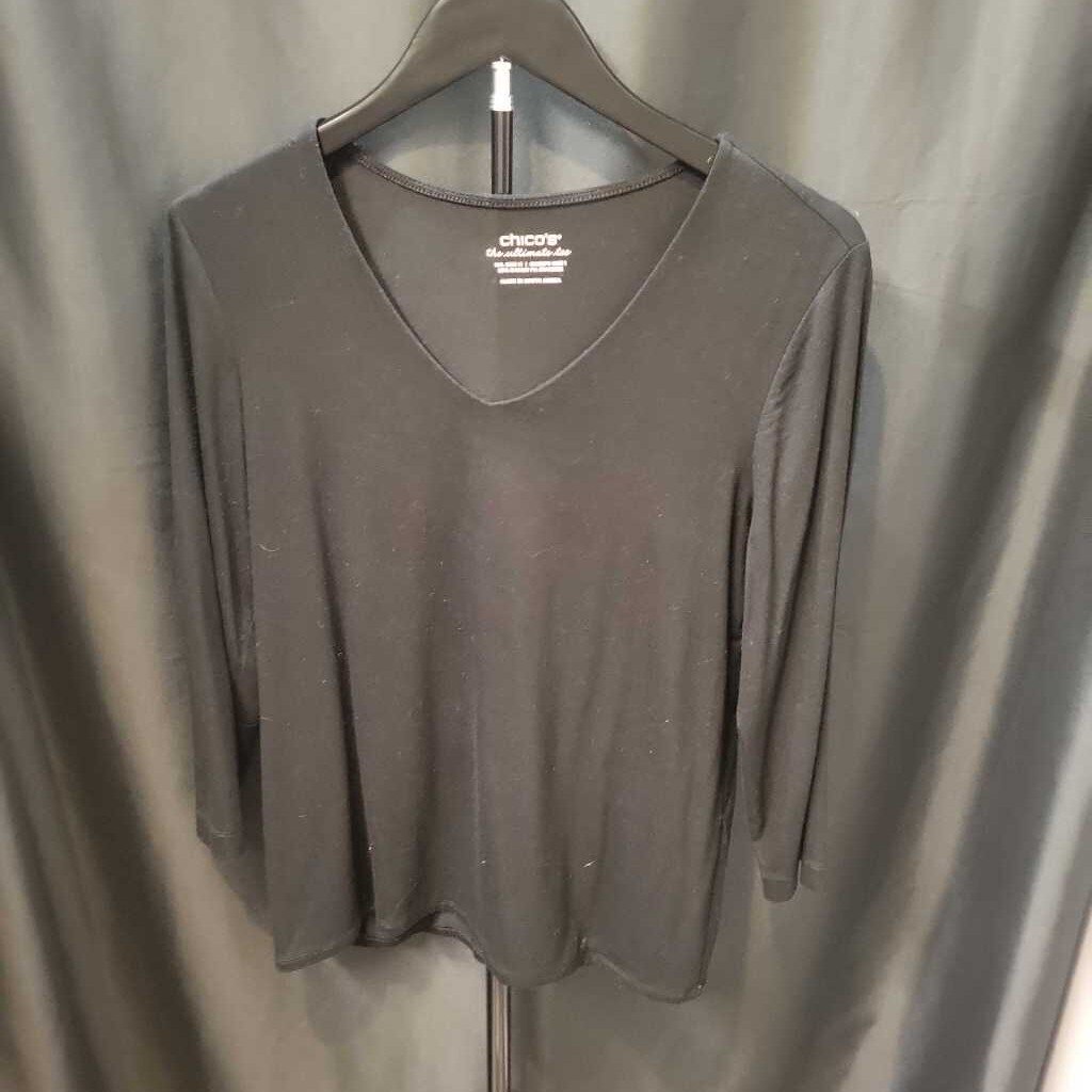 Chicos Basic Vneck LS Tee TOPS M