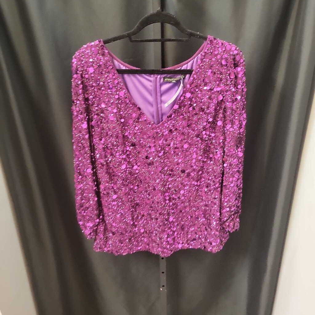 Aidan Mattox Full Sequin Vneck LS TOPS XL