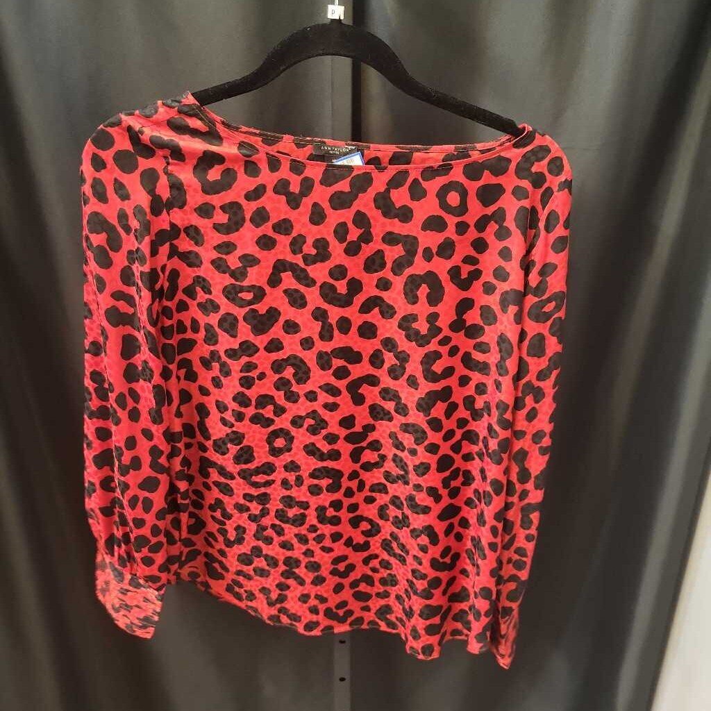 Ann Taylor Spotted Cheetah Print Silk LS TOPS M