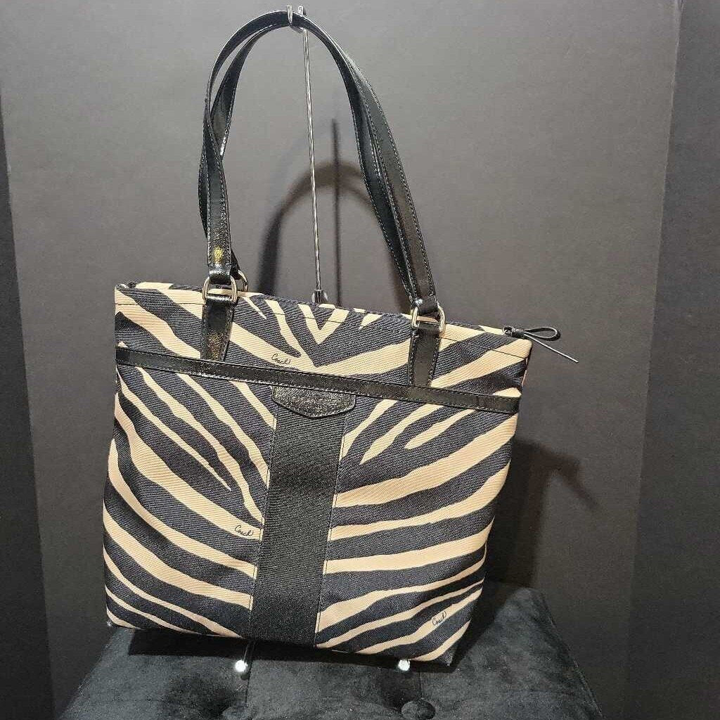 Coach Zebra Print Canvas HANDBAGS M